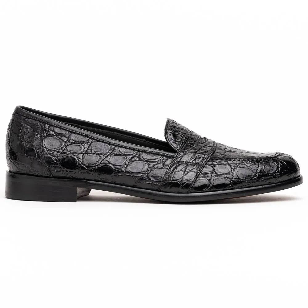 11-119-BKM (BLK) TUSCANY Crocodile Penny Loafer, Black