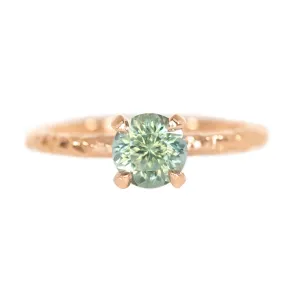 1.15ct Montana Sapphire Ring, Teal Blue Green in 14k Rose Gold Evergreen Texture