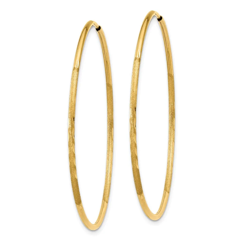 1.25mm, 14k Gold, Diamond-cut Endless Hoops, 40mm (1 1/2 Inch)