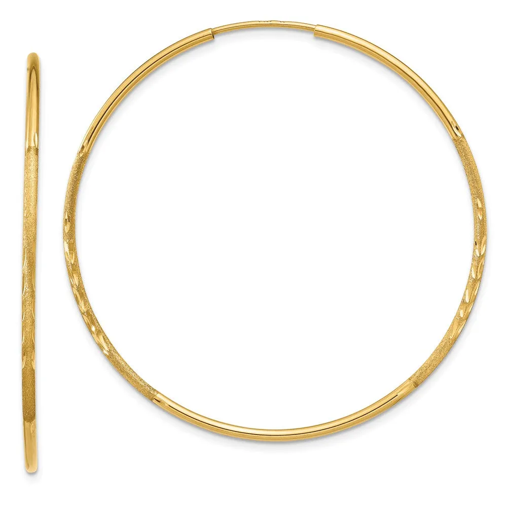 1.25mm, 14k Gold, Diamond-cut Endless Hoops, 40mm (1 1/2 Inch)