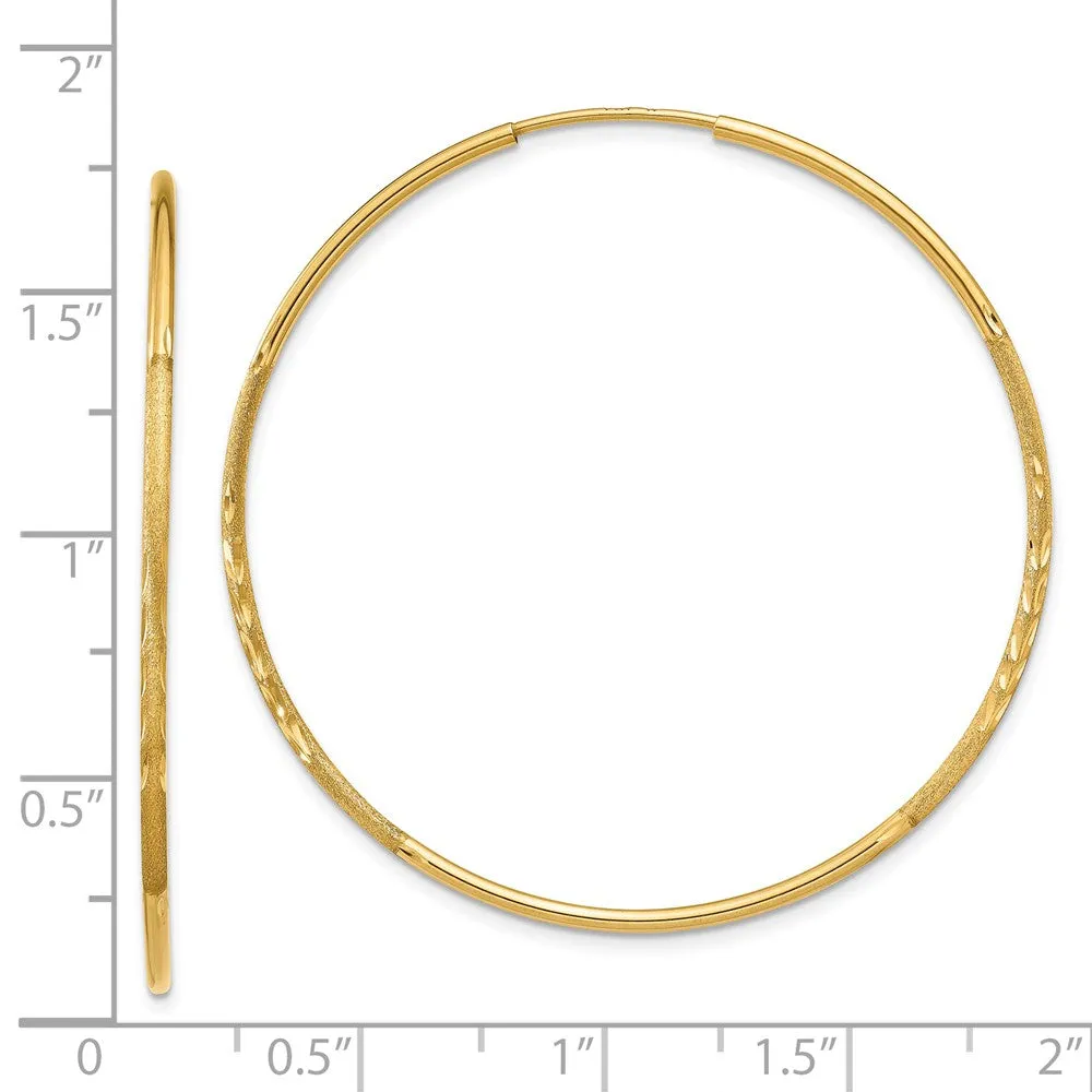 1.25mm, 14k Gold, Diamond-cut Endless Hoops, 40mm (1 1/2 Inch)