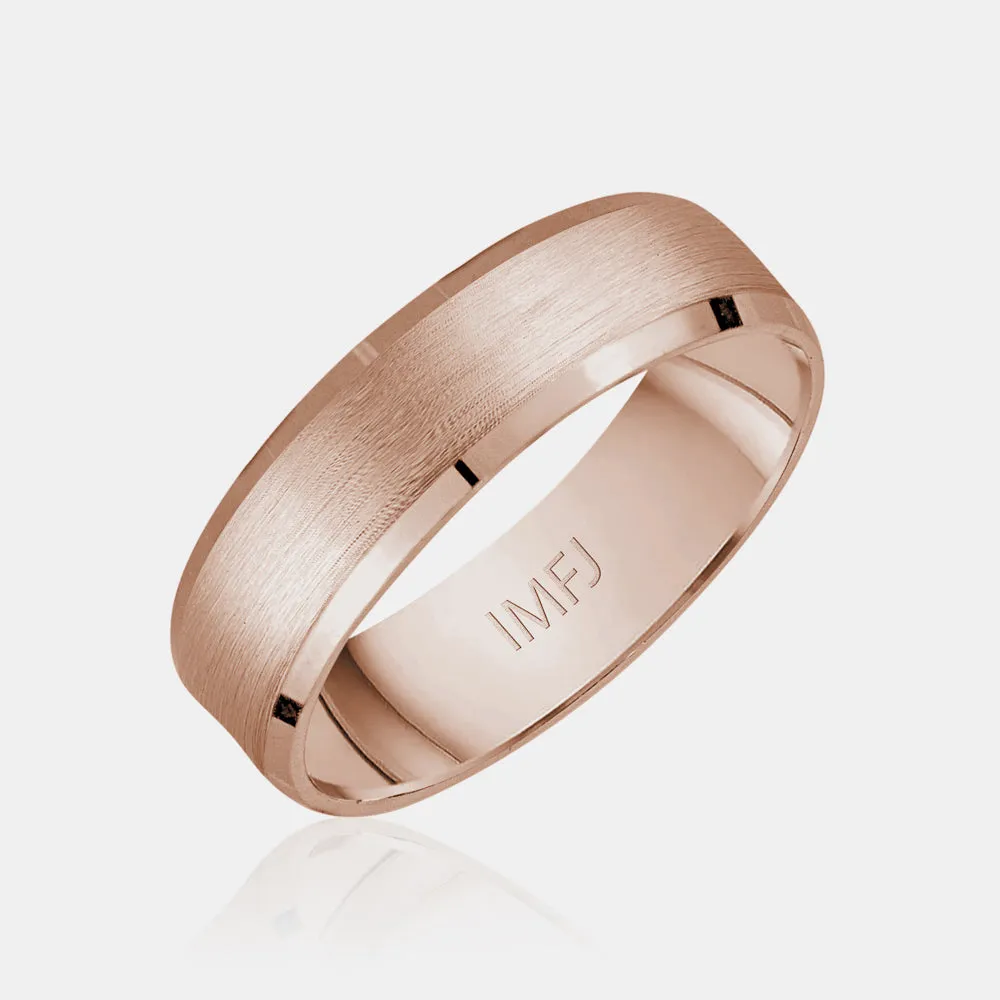 14K High Polished Flat Beveled Edge Wedding Band