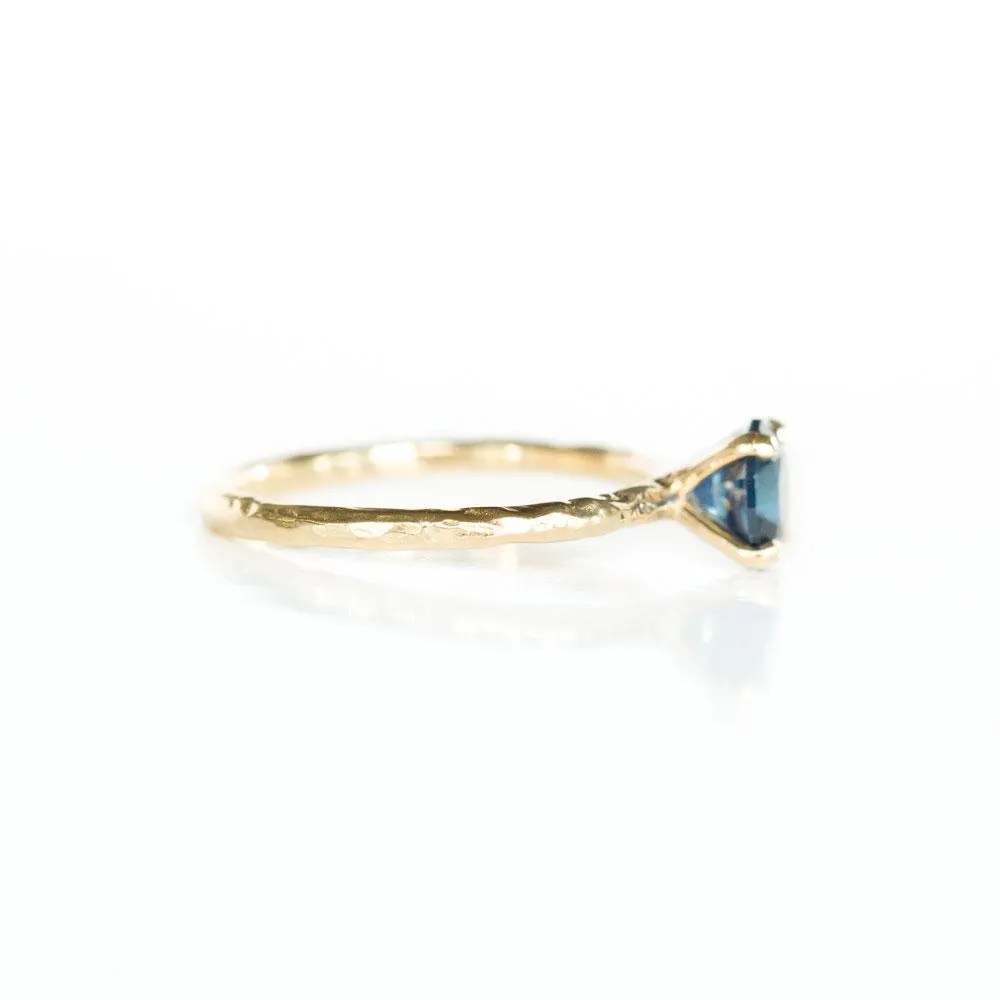 1.66ct Bright Blue Round Solitaire Unheated Sapphire Ring in 14k Yellow Gold Evergreen Solitaire