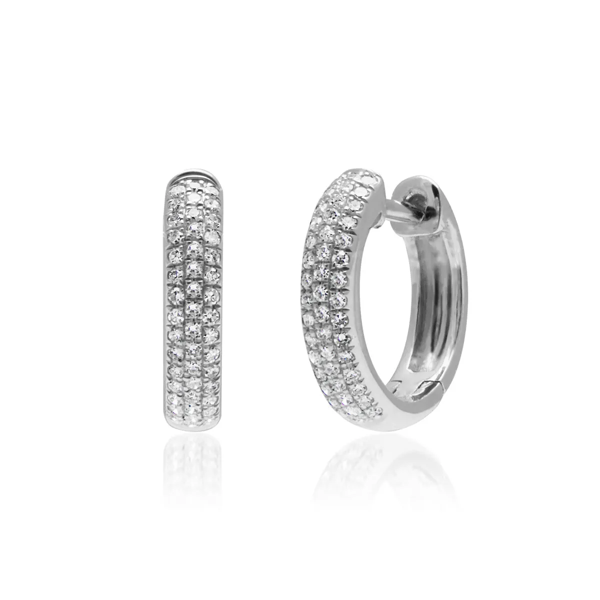 18KT White Gold Diamond Brooklyn Huggie Earrings