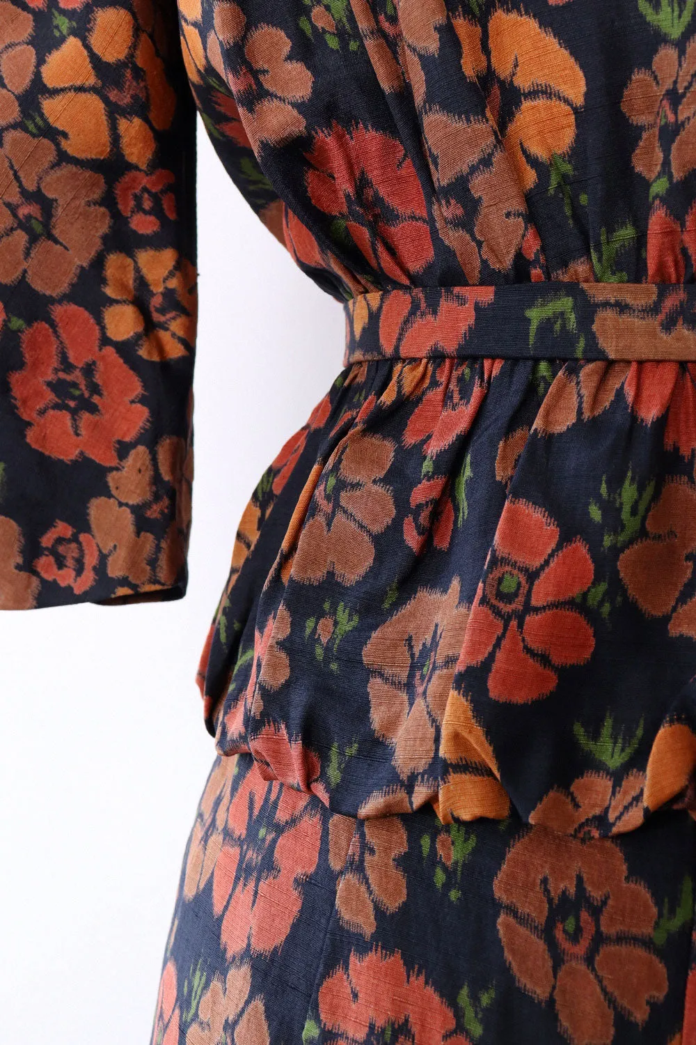 1940s Autumn Floral Skirt Suit S