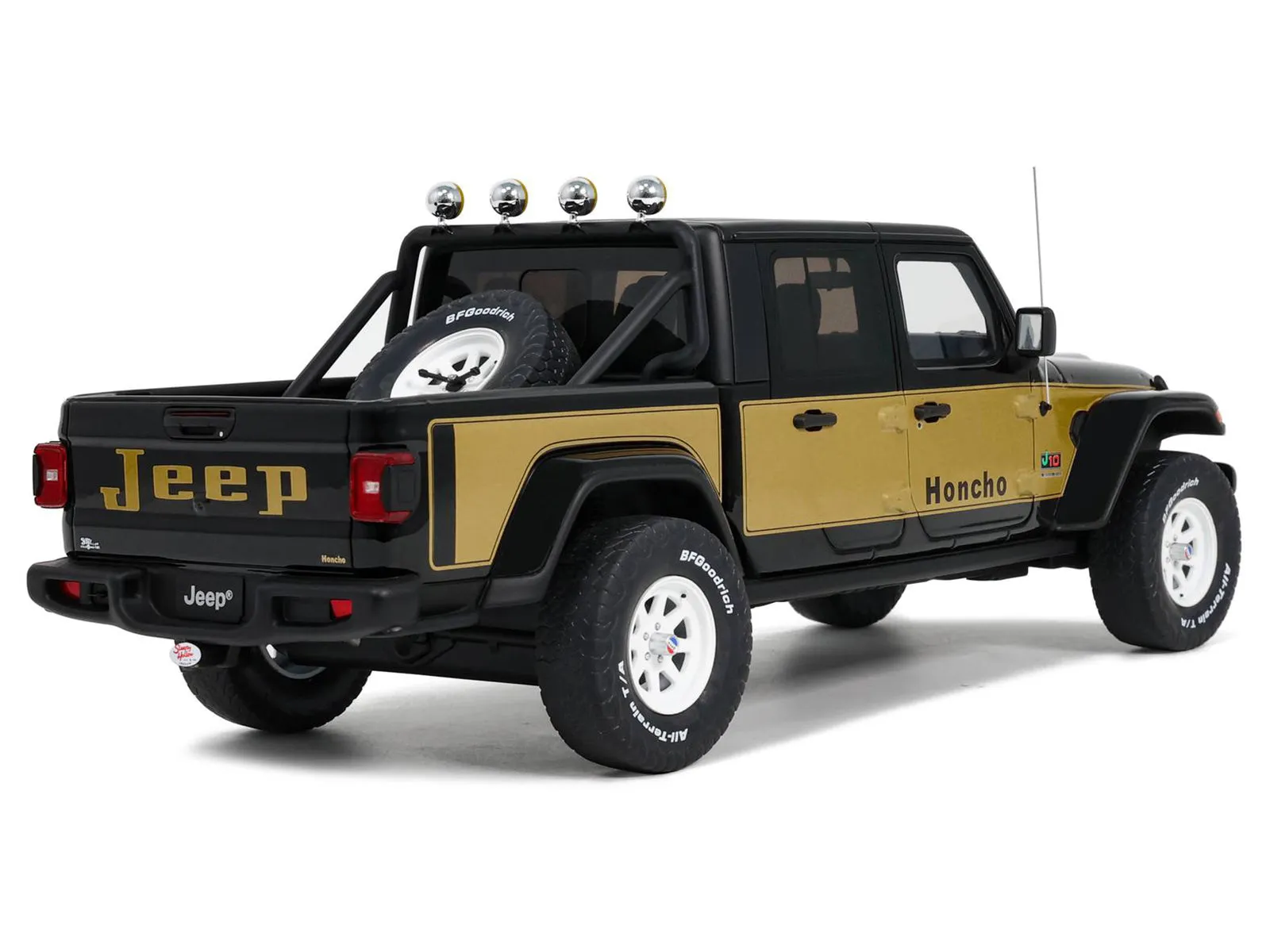 2020 Jeep Gladiator Honcho Pickup Truck Black and Gold 1/18 Model Car by GT Spirit