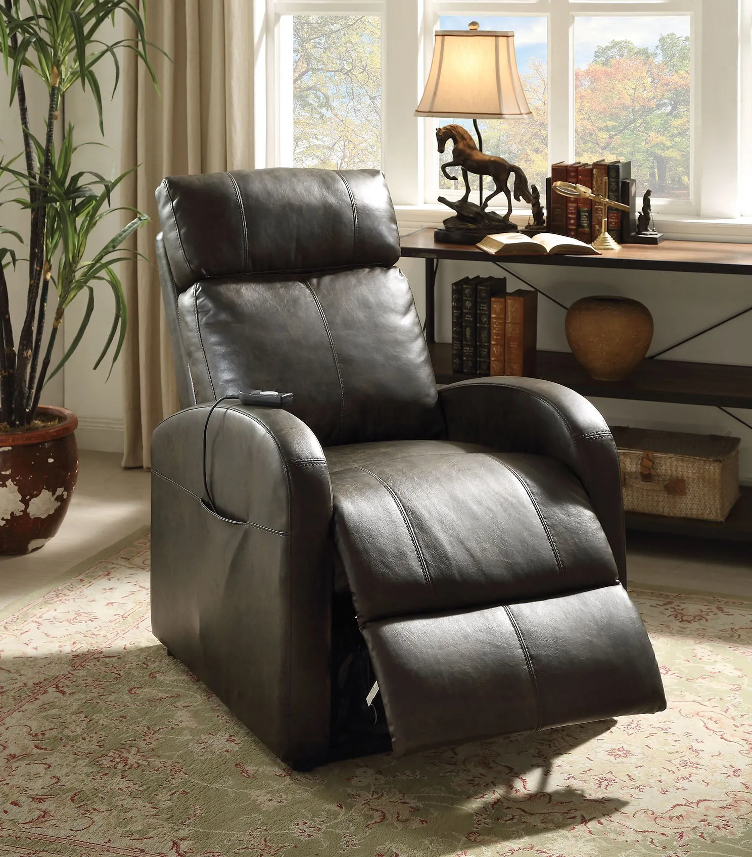 28  X 37 X 40 Dark Gray Pu Recliner With Power Lift