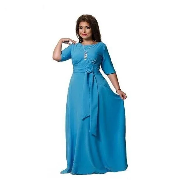 5XL 6XL Plus Size Women's Long Vintage Half Sleeve Winter Maxi Dress