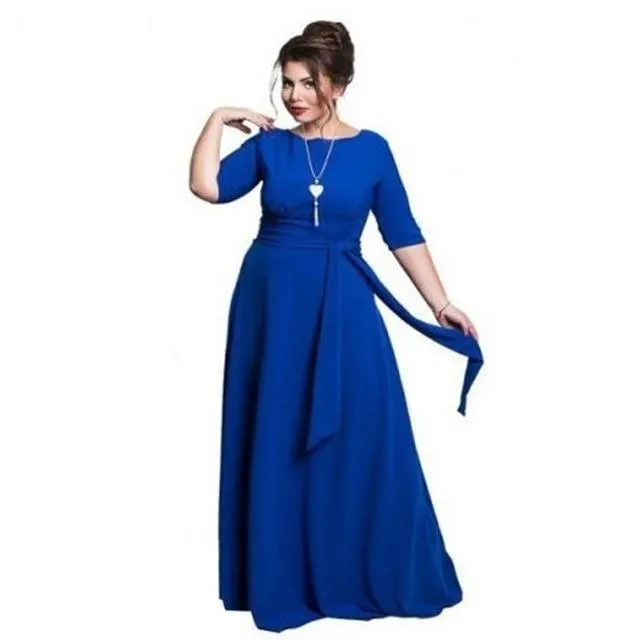 5XL 6XL Plus Size Women's Long Vintage Half Sleeve Winter Maxi Dress