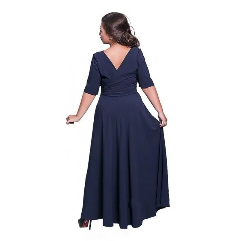 5XL 6XL Plus Size Women's Long Vintage Half Sleeve Winter Maxi Dress