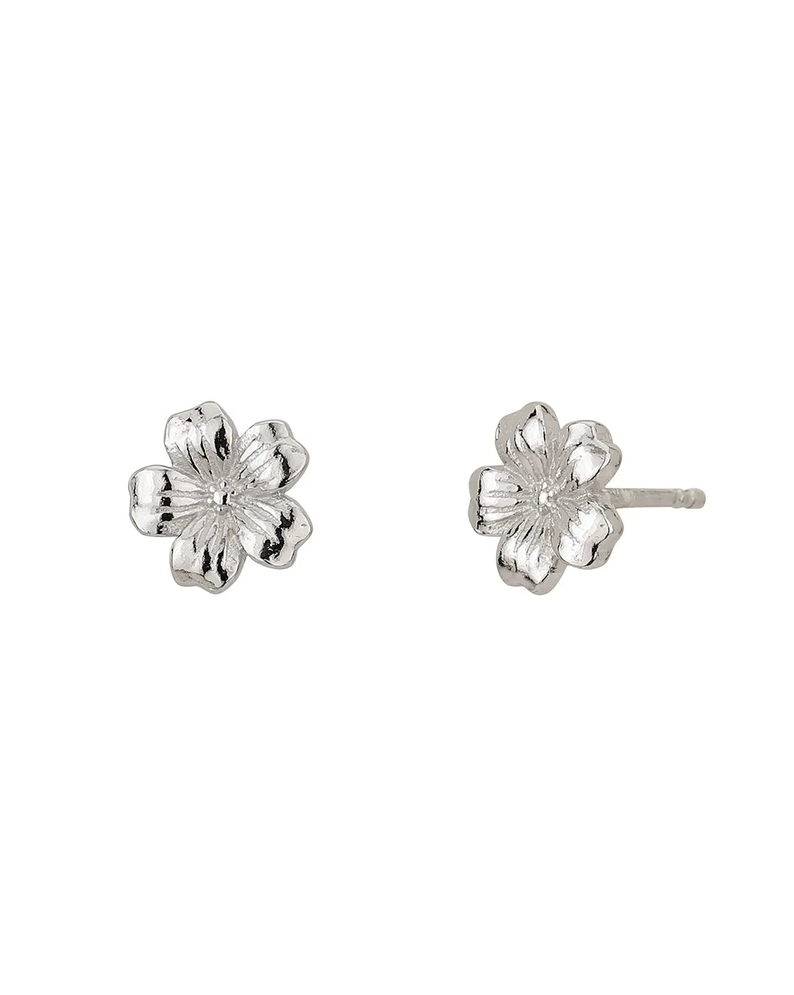 925 Sterling Silver Floral With Rhodium Plated Stud Earring