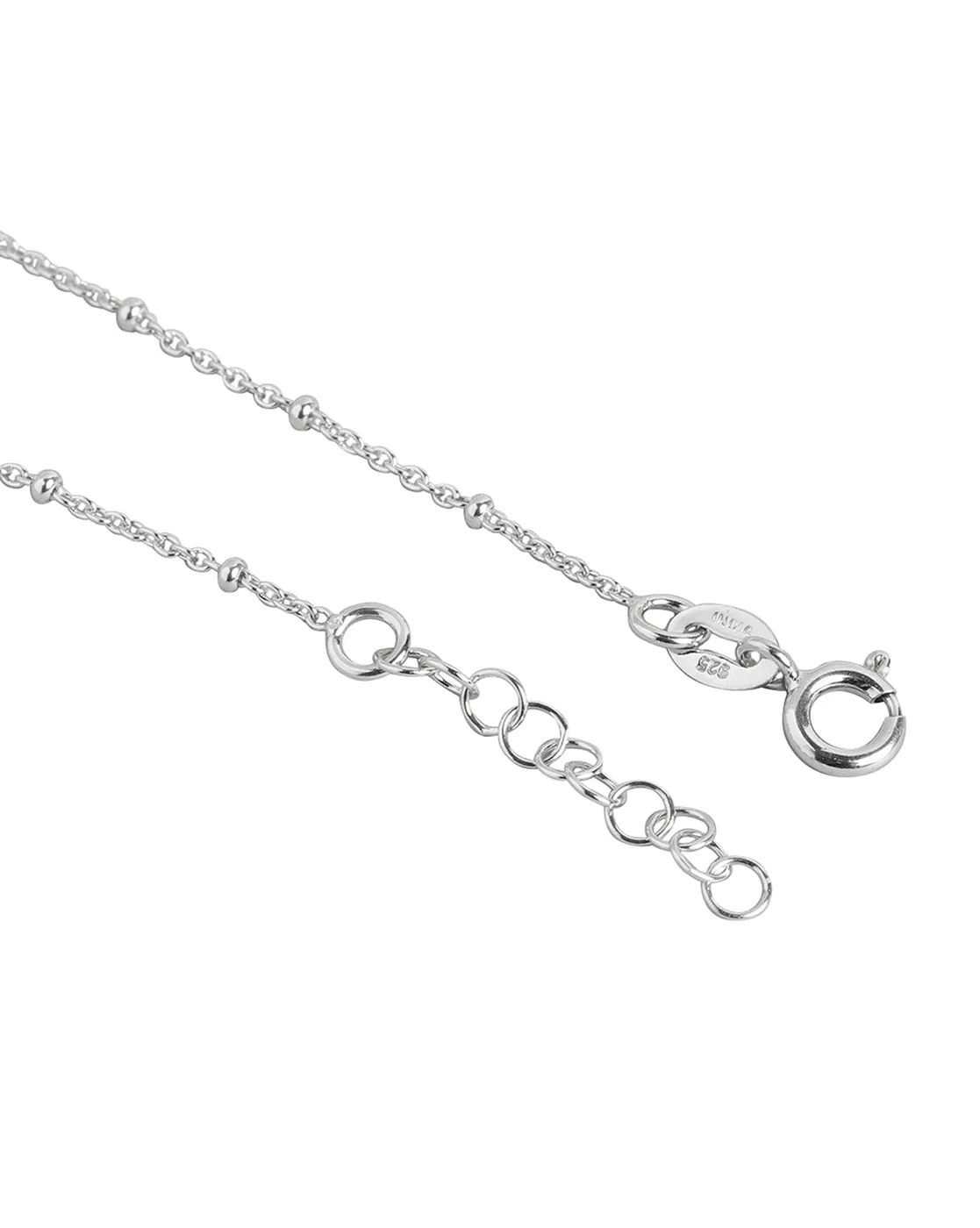 925 Sterling Silver Inline Floral With Rhodium Plated Adjustable Anklet