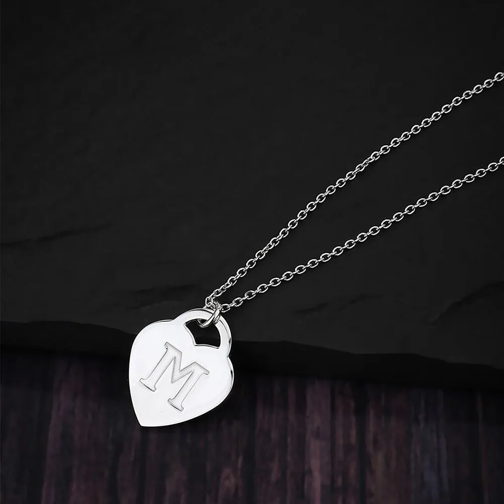 925 Sterling Silver Rhodium Plated And Alphabet Pendant With Chain For Women