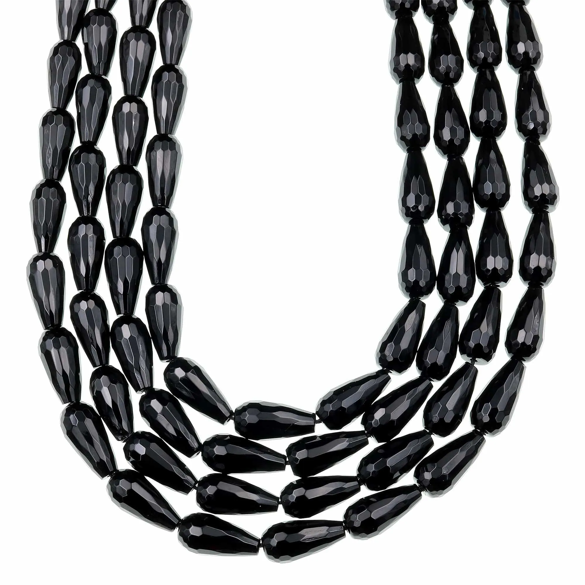 AAA Faceted Natural Black Onyx Teardrop Beads Good For Earrings Natural Black Gemstones 15.5" Strand