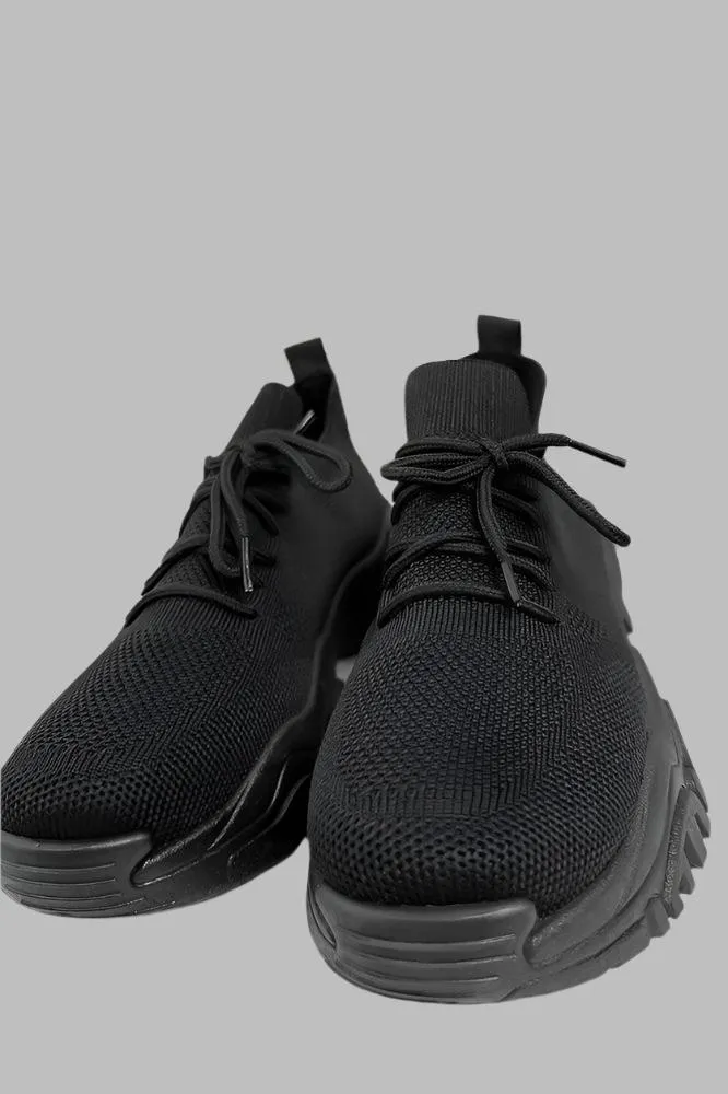 All Black Polyester Trainers