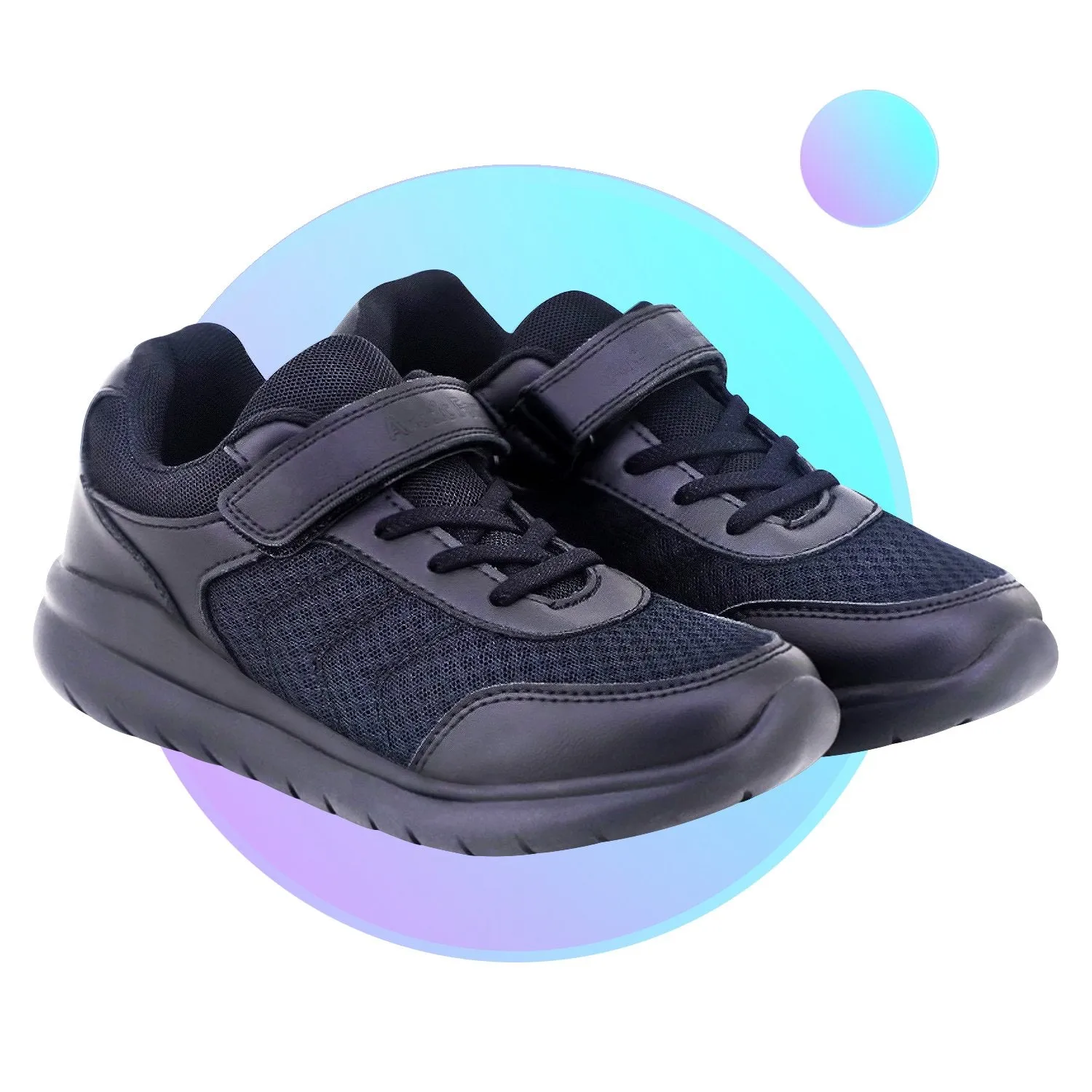 Arctic Fox Brisk Black Velcro School Shoes