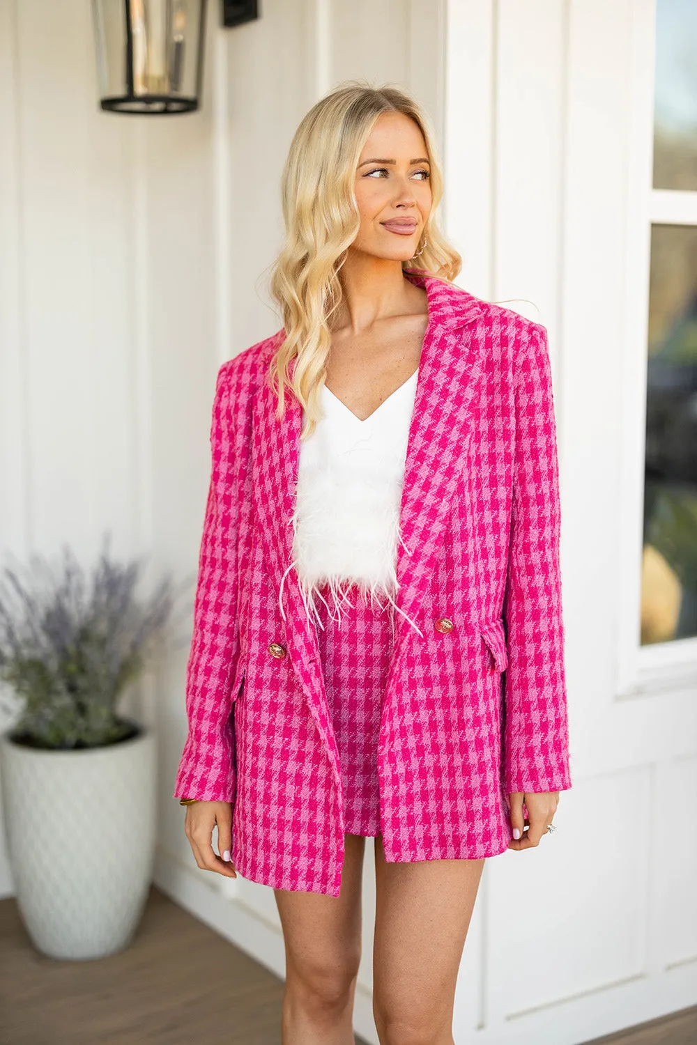 Avery Oversized Blazer - Strawberry Cream