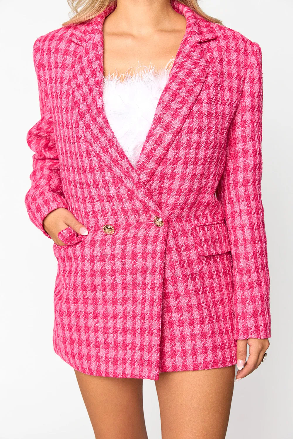 Avery Oversized Blazer - Strawberry Cream