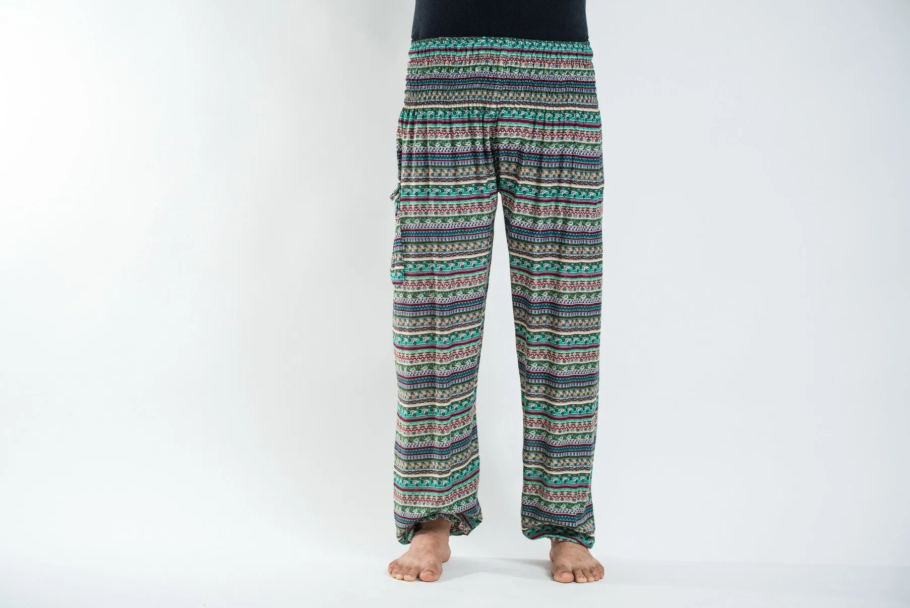 Aztec Stripes Men's Harem Pants in Aqua