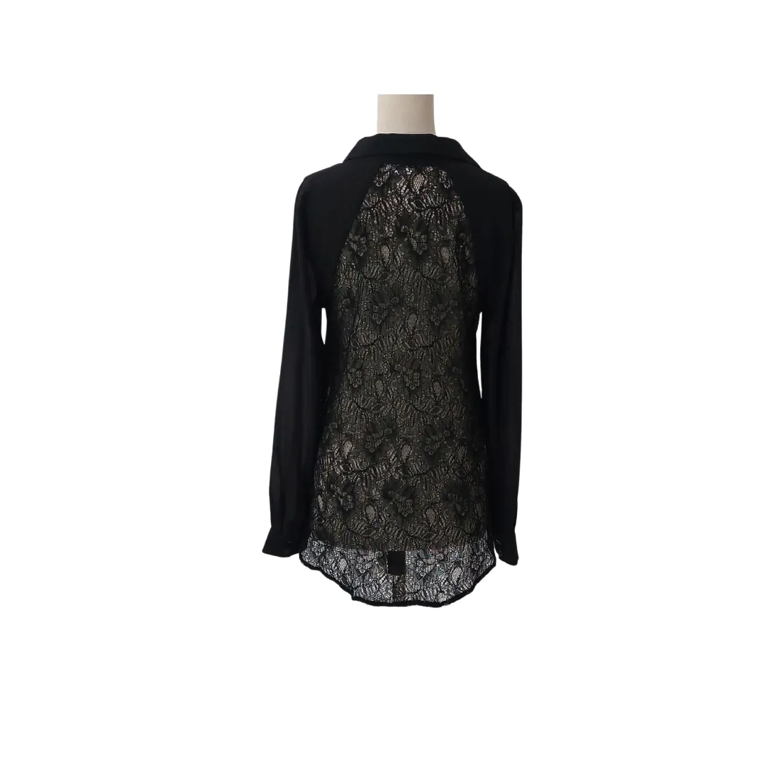 Bedo Black Back Lace Collared Shirt | Pre Loved |