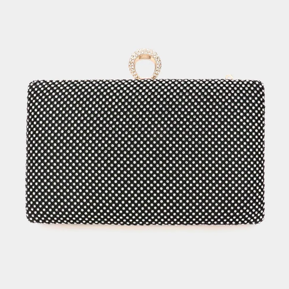 Black Bling Rectangle Evening Clutch Crossbody Bag