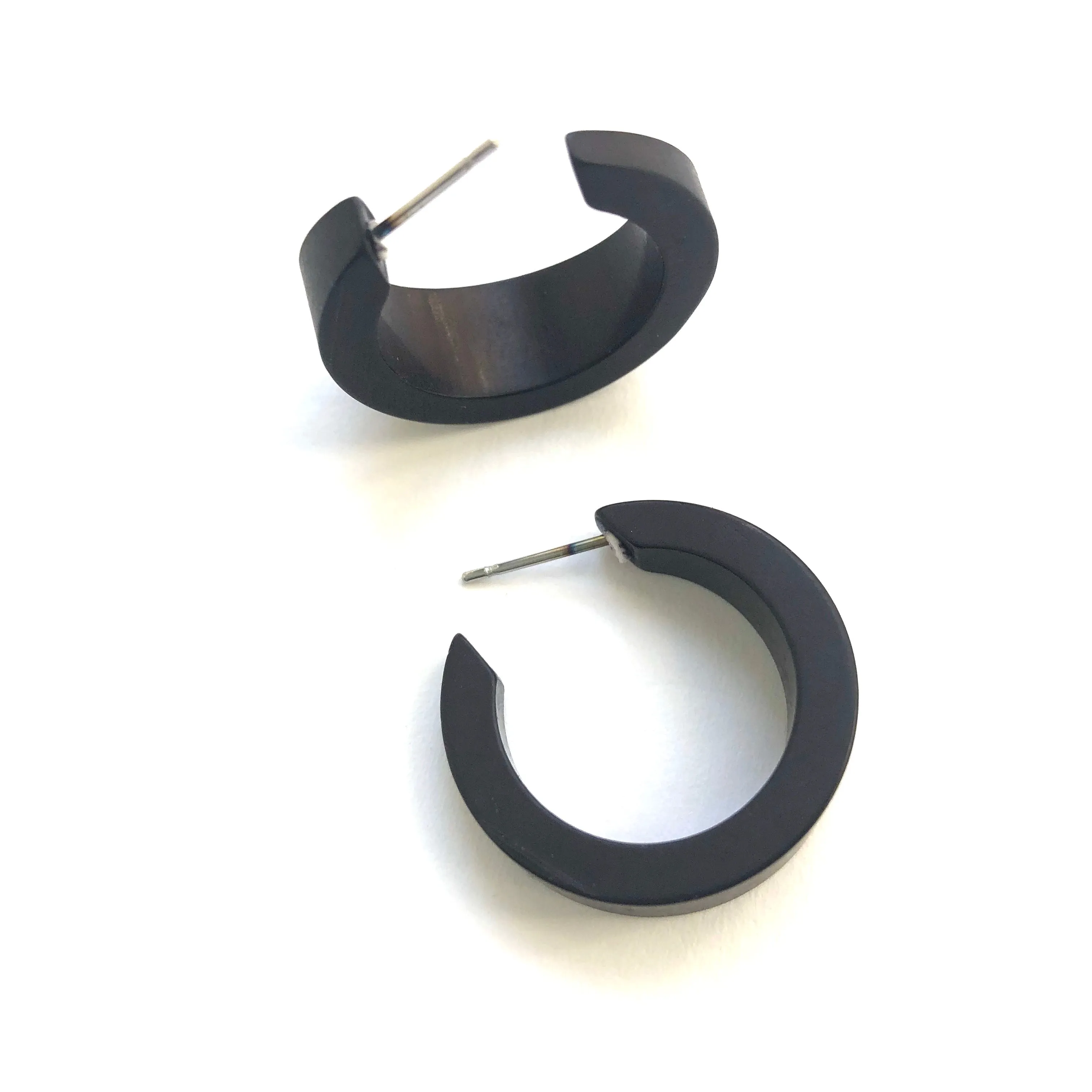 Black Matte Velvet Tapered Mini Marilyn Hoop Earrings