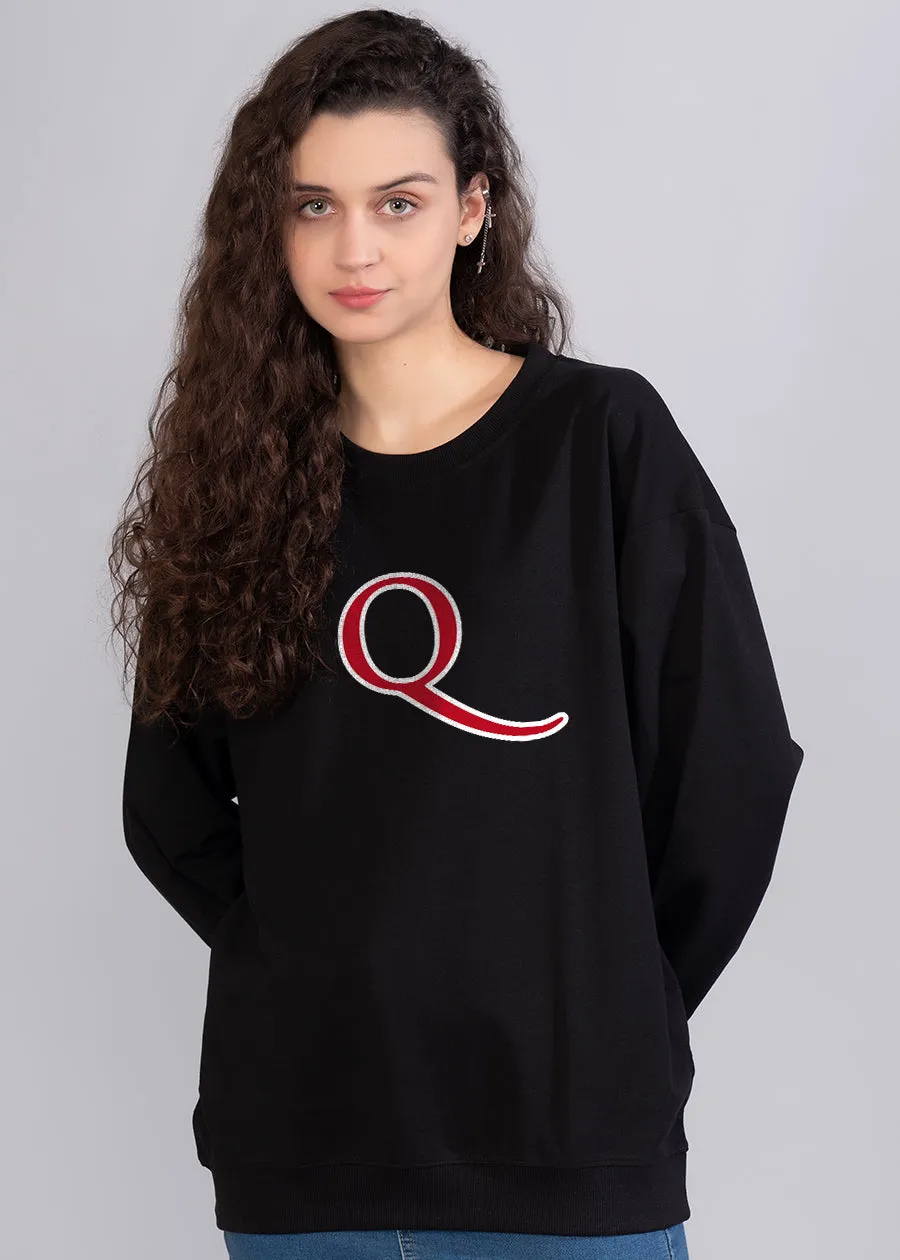 Black Queen Band Printed Oversized Sweatshirt Womens