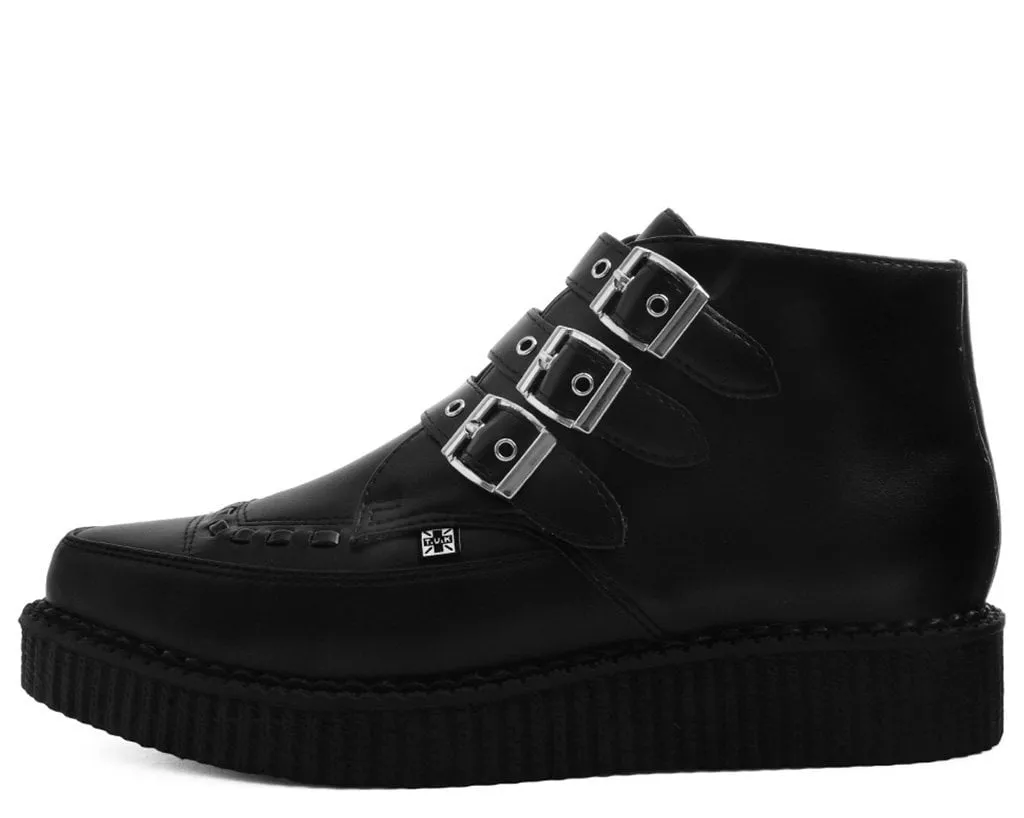 Black TUKskin 3-Buckle Pointed Creeper Boot