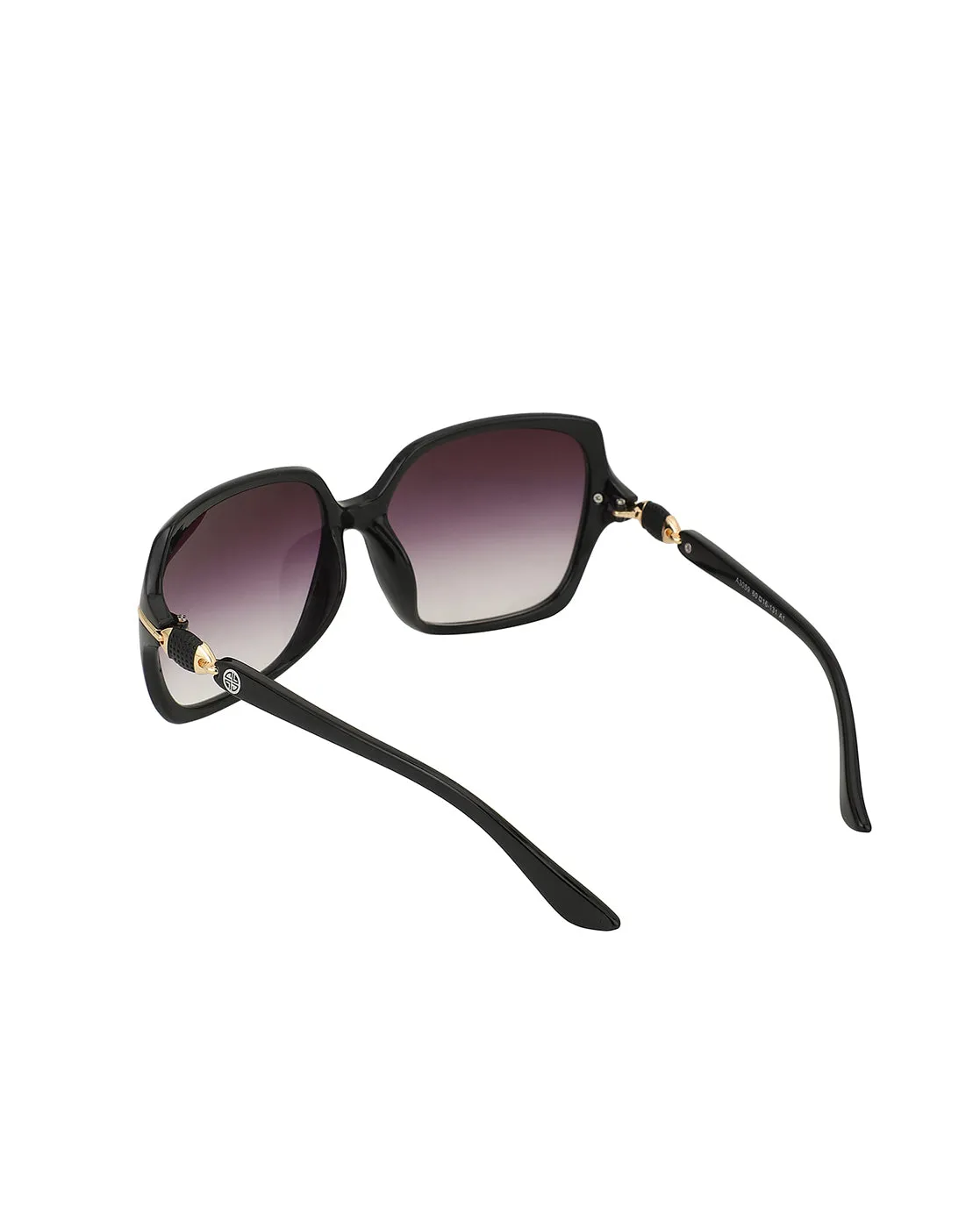 Black With Gold Toned Oversized Women Sunglass With Uv Protected Lens