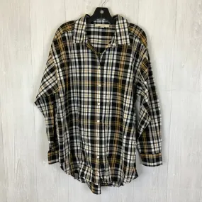 Blouse Long Sleeve By Loft In Plaid Pattern, Size: L