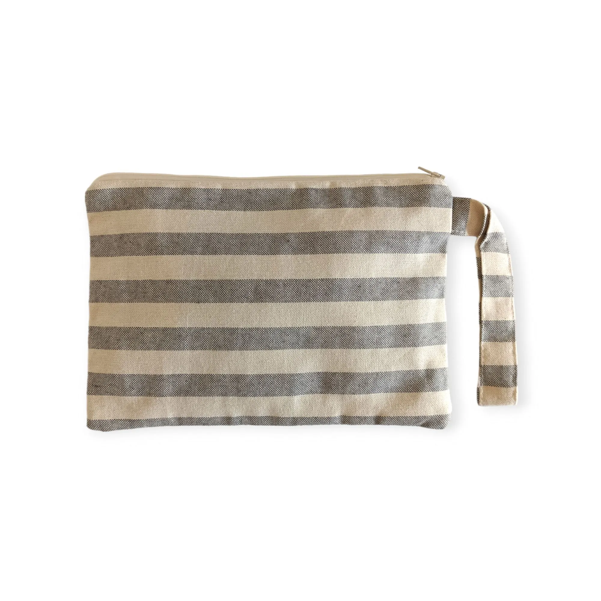 Blue and White Striped Small Zipper Bag