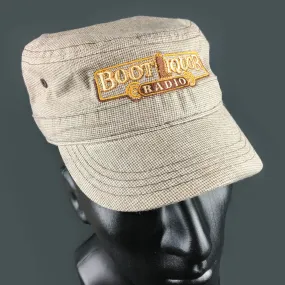 Boot Liquor Hat- Brown & Tan Checked Military Cap