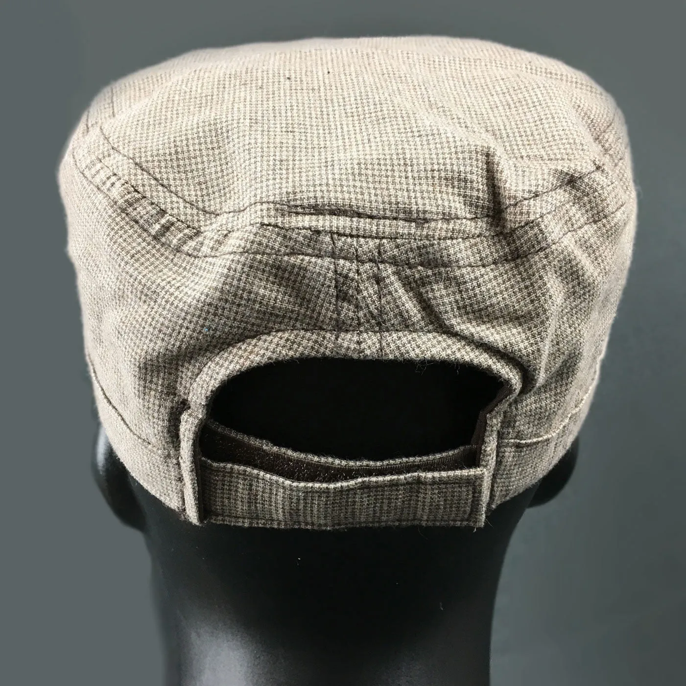 Boot Liquor Hat- Brown & Tan Checked Military Cap