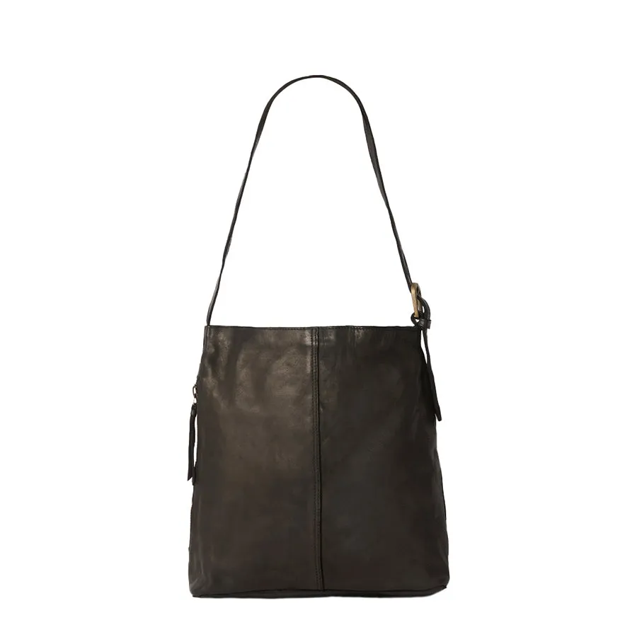 BUCKET TOTE - BLACK LEATHER