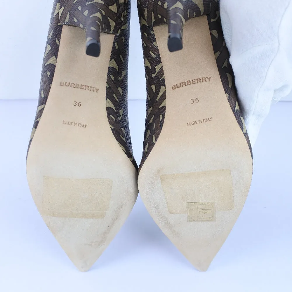 BURBERRY pumps 8018752 1003 PVC , Calfskin Brown Monogram Women 36 Used Authentic