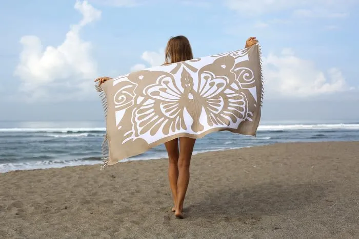 Butterfly Print Sarong Wrap & Coconut Clip