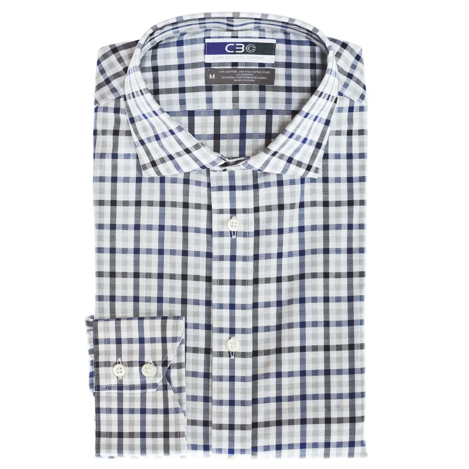 C3 Blue Dobby Check Performance Sport Shirt