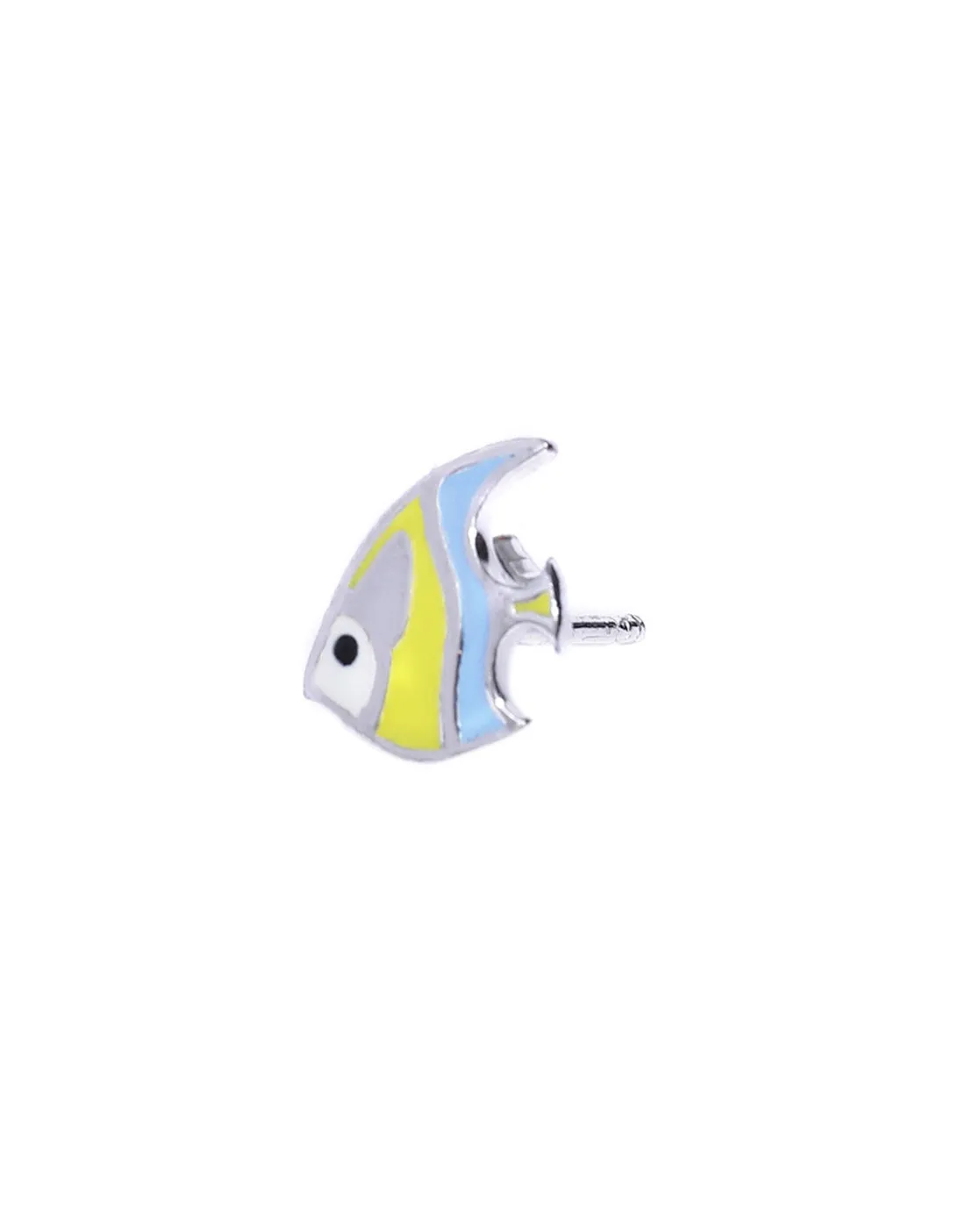 Carlton London 925 Sterling Silver Rhodium Plated Enamel Fish Stud Earring For Girl