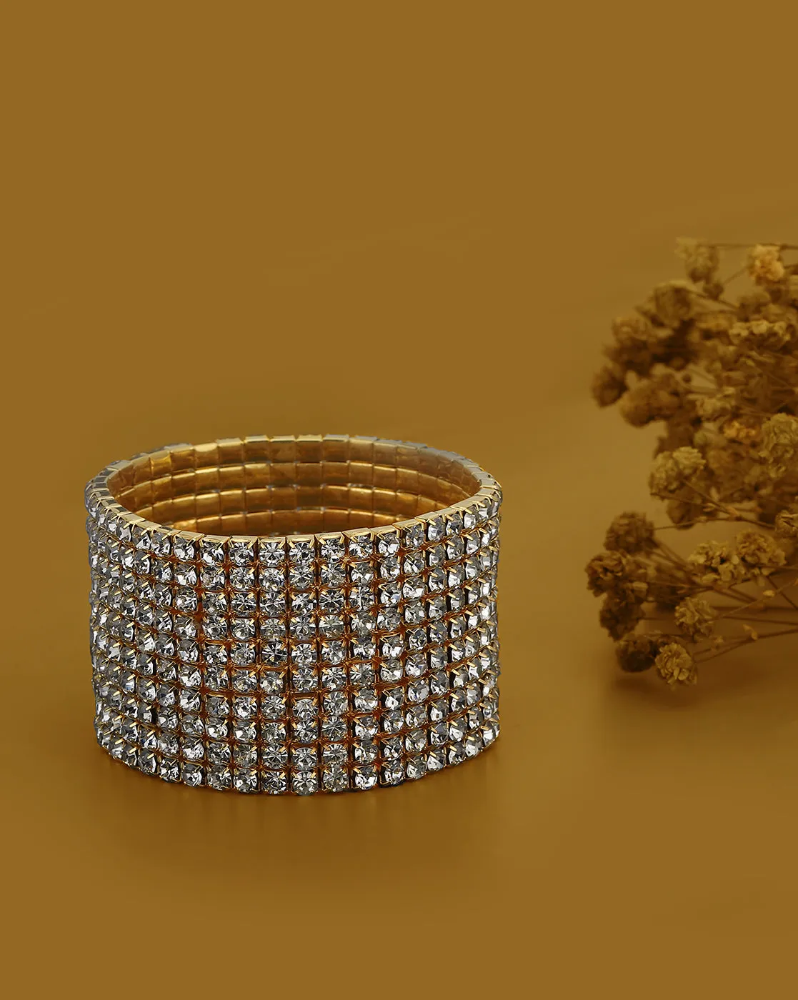 Carlton London Brass Cubic Zirconia Gold-Plated Bracelet