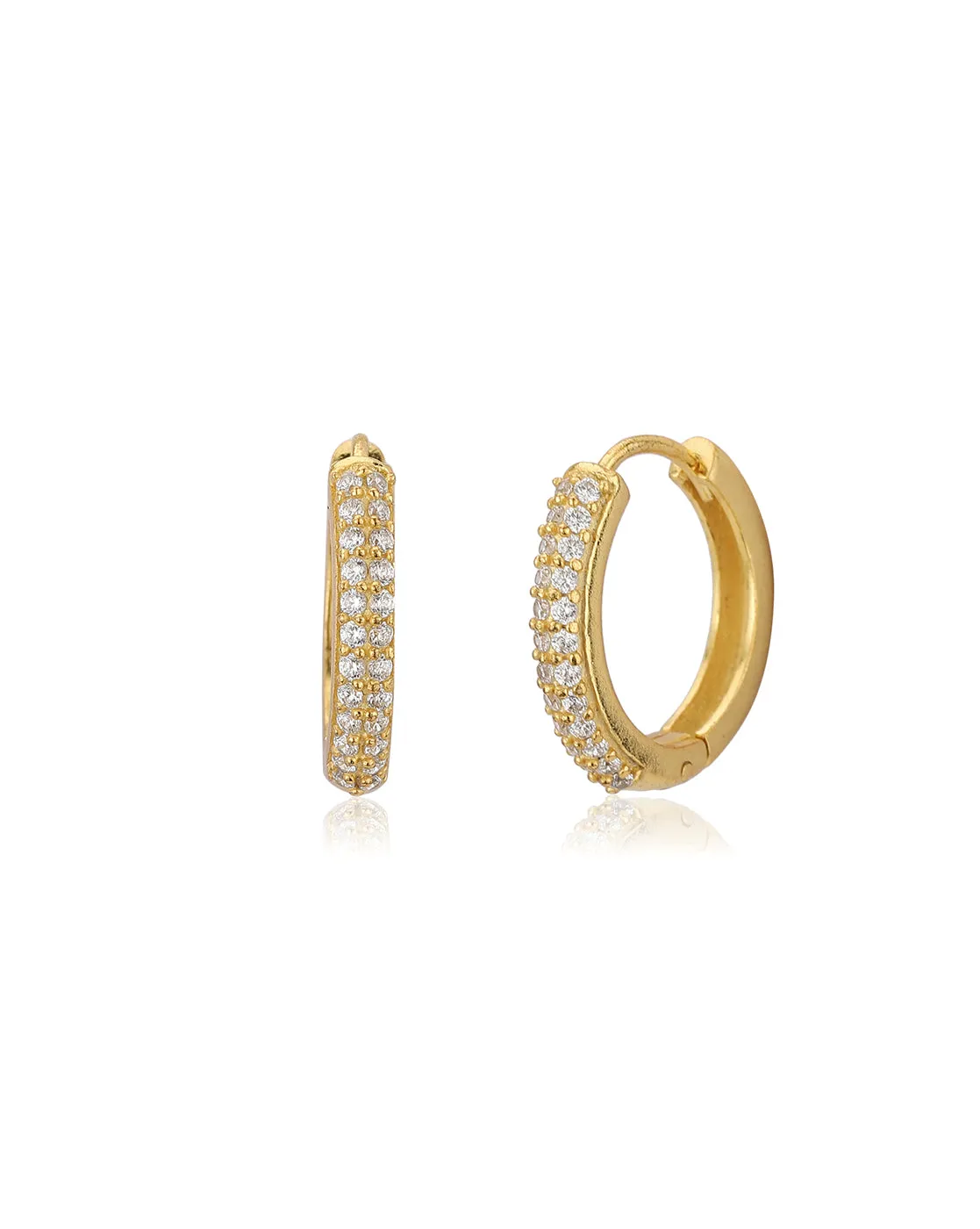 Carlton London Gold Plated Cz Circular Huggie Hoop Earring For Women