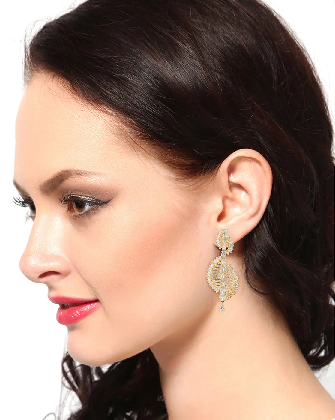 Carlton London Gold Plated Cz Drop Earring For Women