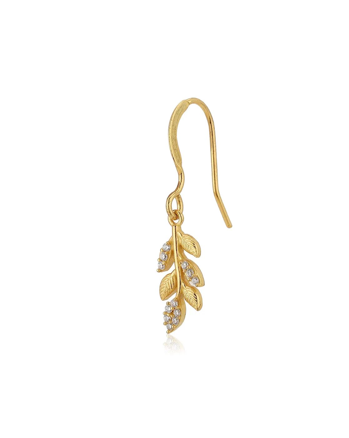 Carlton London Gold Plated Cz Leaf Drop Earring For Women