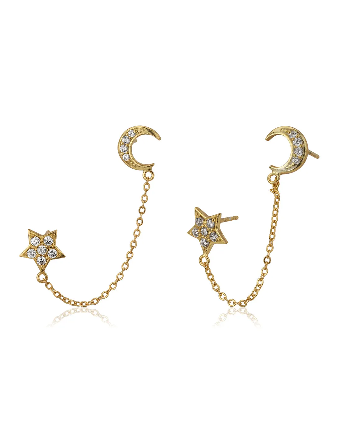 Carlton London Gold Plated Cz Star Stud Earring For Women