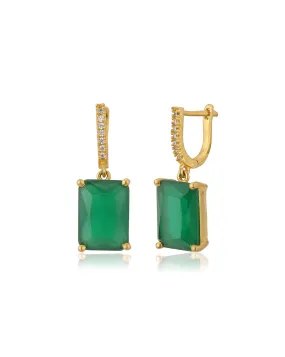 Carlton London Gold Plated Drop Earring With Dangling Square Cz Stone For Women