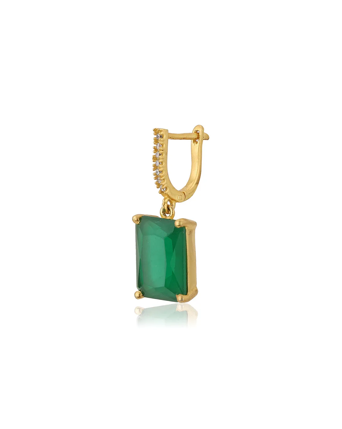 Carlton London Gold Plated Drop Earring With Dangling Square Cz Stone For Women