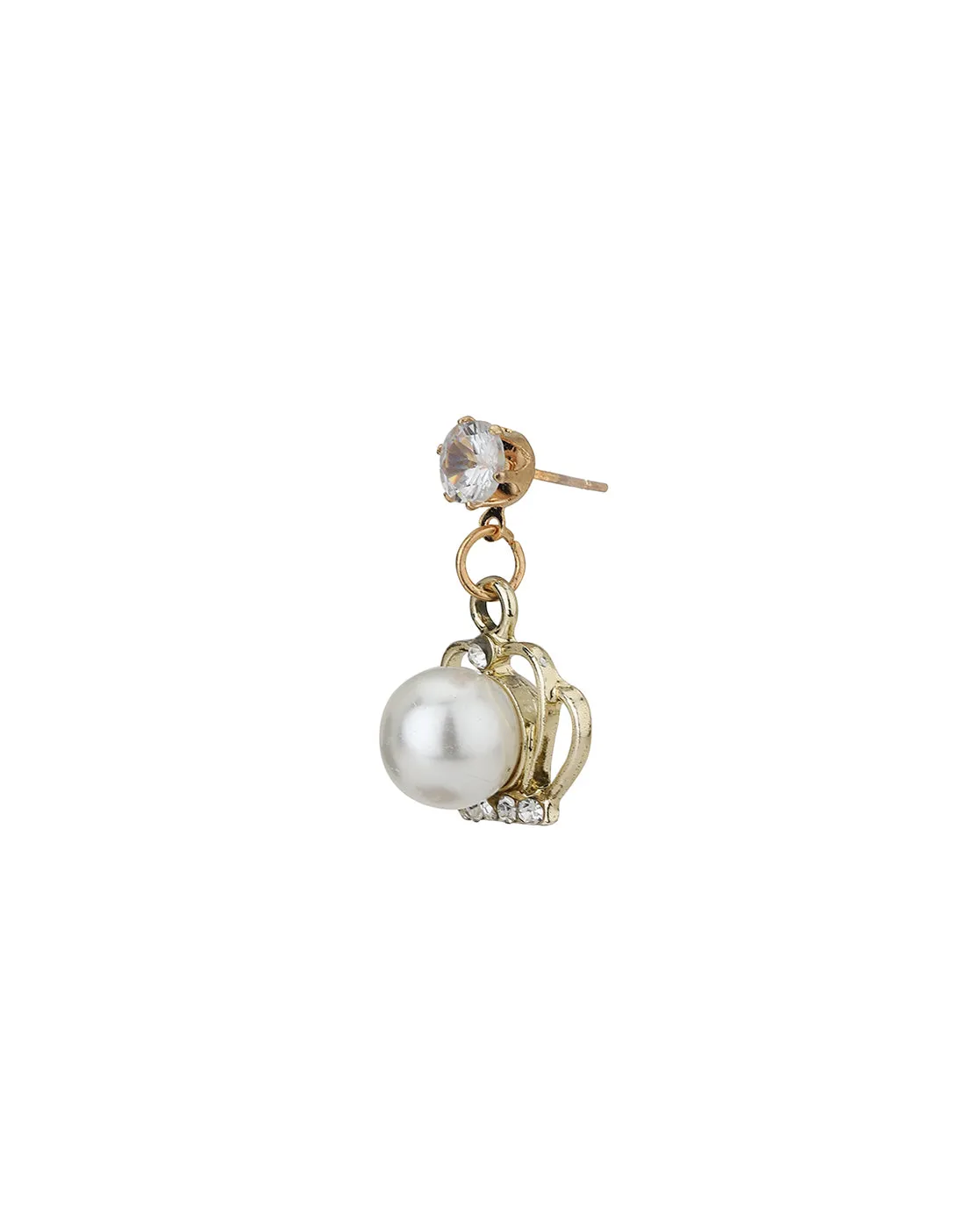 Carlton London Gold Plated Off White Pearl Cz Drop Earring For Women