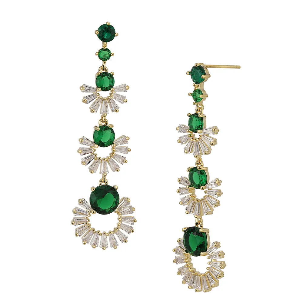 Carlton London Green & Gold-Toned Circular Drop Earrings Fje3337