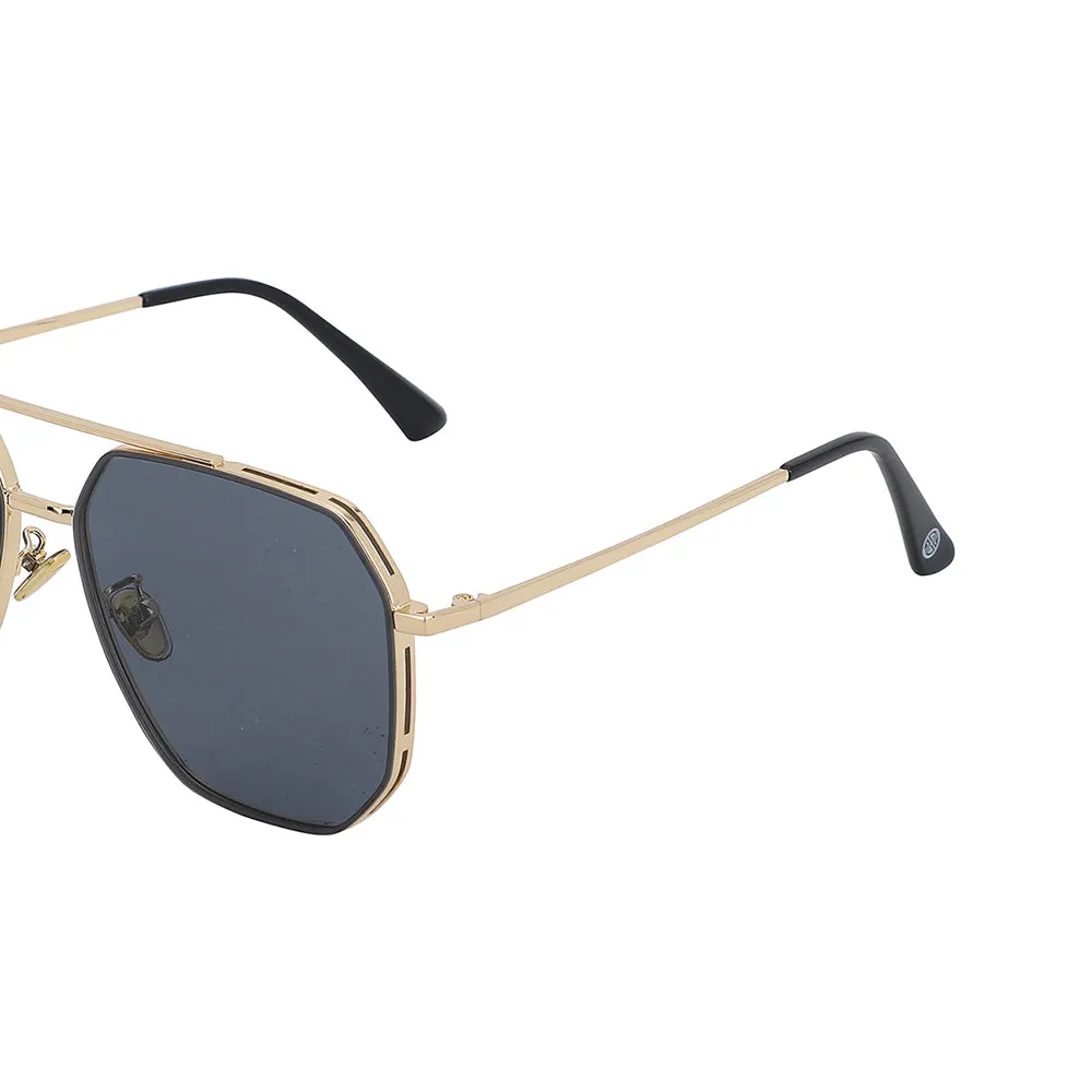 Carlton London Premium Gold & Black Toned Polarised And Uv Protected Lens Rectangle Sunglasses For Men