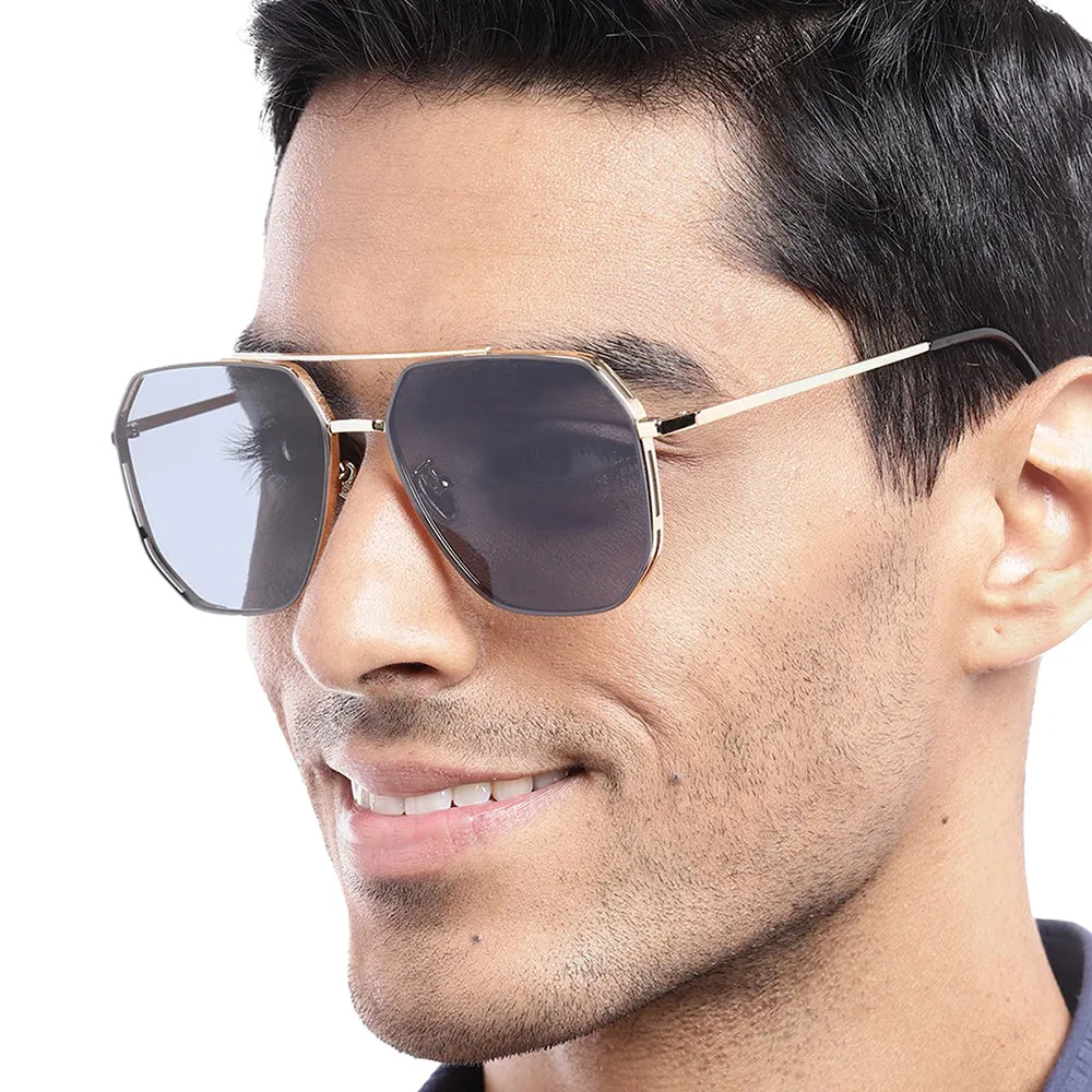 Carlton London Premium Gold & Black Toned Polarised And Uv Protected Lens Rectangle Sunglasses For Men