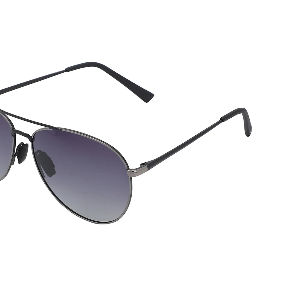 Carlton London Premium Silver & Black Toned Polarised And Uv Protected Lens Aviator Sunglasses For Men